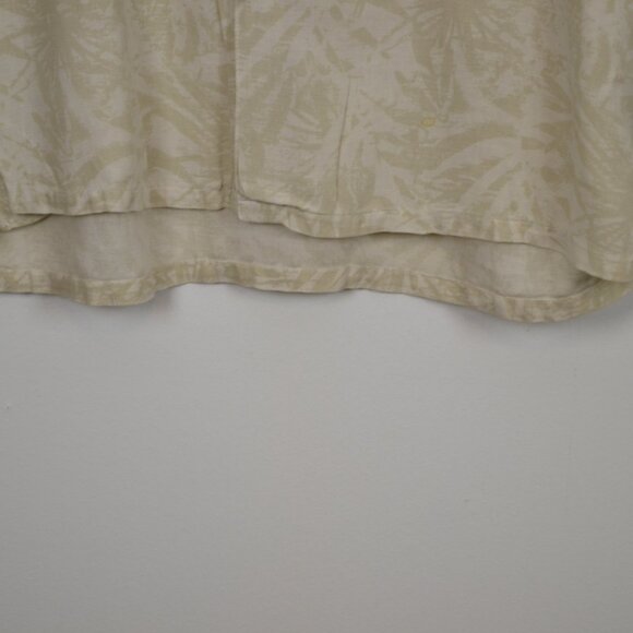 Tasso Elba Silk Linen Blend Palm Leaves Button Down Mens XL 1 Pocket Shirt - Picture 2 of 9